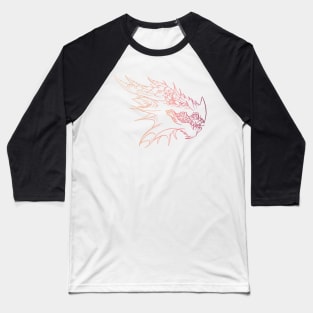 Outlined Dragon Head Gradient Baseball T-Shirt